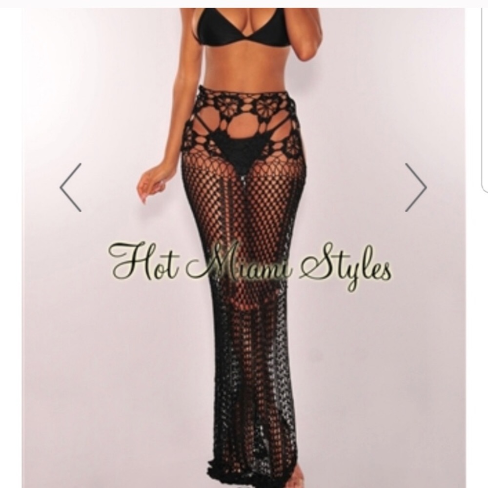 Crotchet sexy open side knit swim skirt cover up